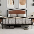 thumbnail image 5 of Shininglove Full Size Bed Frame with Wooden Headboard,Walnut Metal Platform Bed, No Box Spring Needed, 5 of 6
