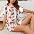 thumbnail image 5 of Yiaed Hand Drawn Watermelon Print Short Sleeve Pajama Sets for Women Casual Crew Neck 2 Piece Lounge Sets Women's Short-Sleeved Pajama-3X-Large, 5 of 5