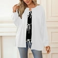 thumbnail image 2 of Fiaer Casual Loose Long Sleeve Cardigan Sweaters For Women Solid Color Drawstring Belted Comfortable Crew Neck Tops For Daily White XXL, 2 of 4