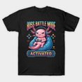 thumbnail image 1 of Boss Battle Mode Activated Grumpy Axolotl Gamer Humour Unisex T-Shirt ,up to size 5XL, 1 of 4