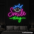 thumbnail image 3 of Craftnamesign World Smile Day Neon Sign Bedroom Bar Shop Wall Art, 3 of 5
