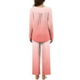thumbnail image 4 of Scyoekwg Pajama Sets for Women Gradient Color Loungewear Matching Set Casual Button Round Neck Long Sleeve Tops and Pants Pajama Sets (Pink,XXXL), 4 of 7