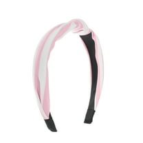 Unique Bargains 1 Pc Grace Stripe Pattern Wide Cross Knot Headbands for Women White Pink