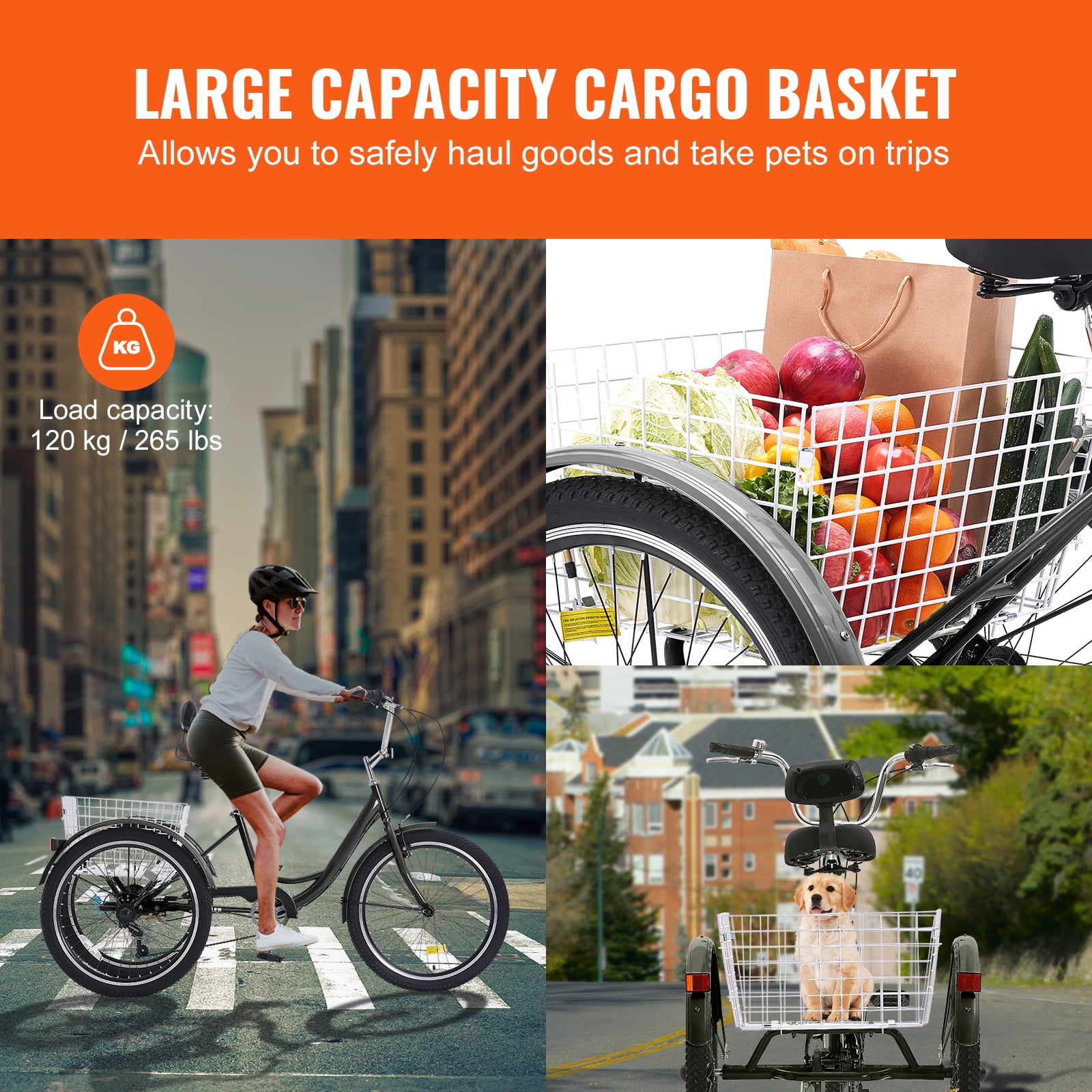 SKYSHALO Adult Tricycles 7 Speed 20/24/26 Inch, Cruiser Trike with Carbon Steel Frame, Carrying Basket & Adjust Seat, Ideal for Picnic & Shopping, Suitable for Seniors, Women, Men - 20" Black
