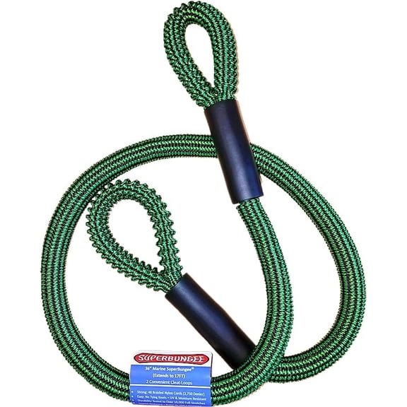 SuperBungee 36-Inch Marine Grade with 2 Cleat-Loop Ends (Green/Black)