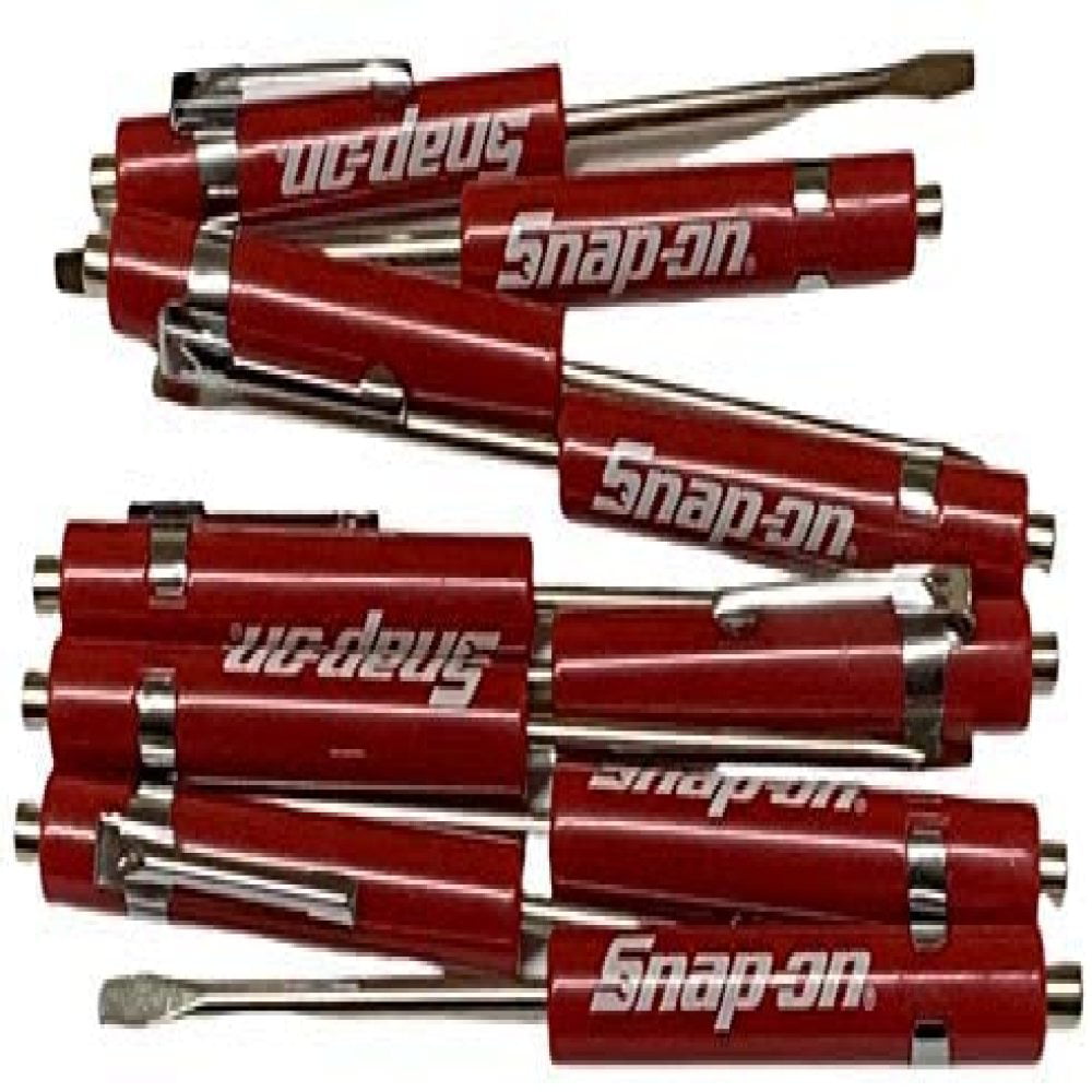 TEN Snap on Pocket Screwdriver RED ~ Magnetic .NEW. Flat Tip Screwdrivers 10 
