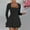 Black, variant on Women's Square Neck Mini Dress Ruffle Hem Ruched Waist Long Sleeve Corset Party Casual Summer Outfit