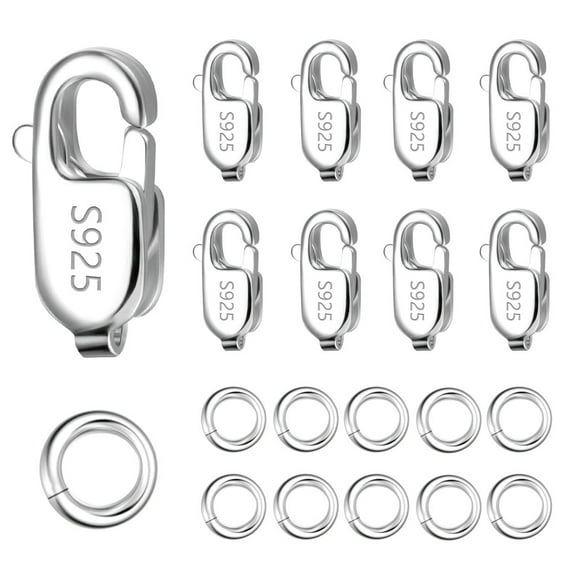 Lancharmed Silver Bracelet Necklace Extenders Silver Plated Square Clasp 8 Open Jump Rings 10 Jewellery Clasp Necklace Extenders for Women Gift for Women