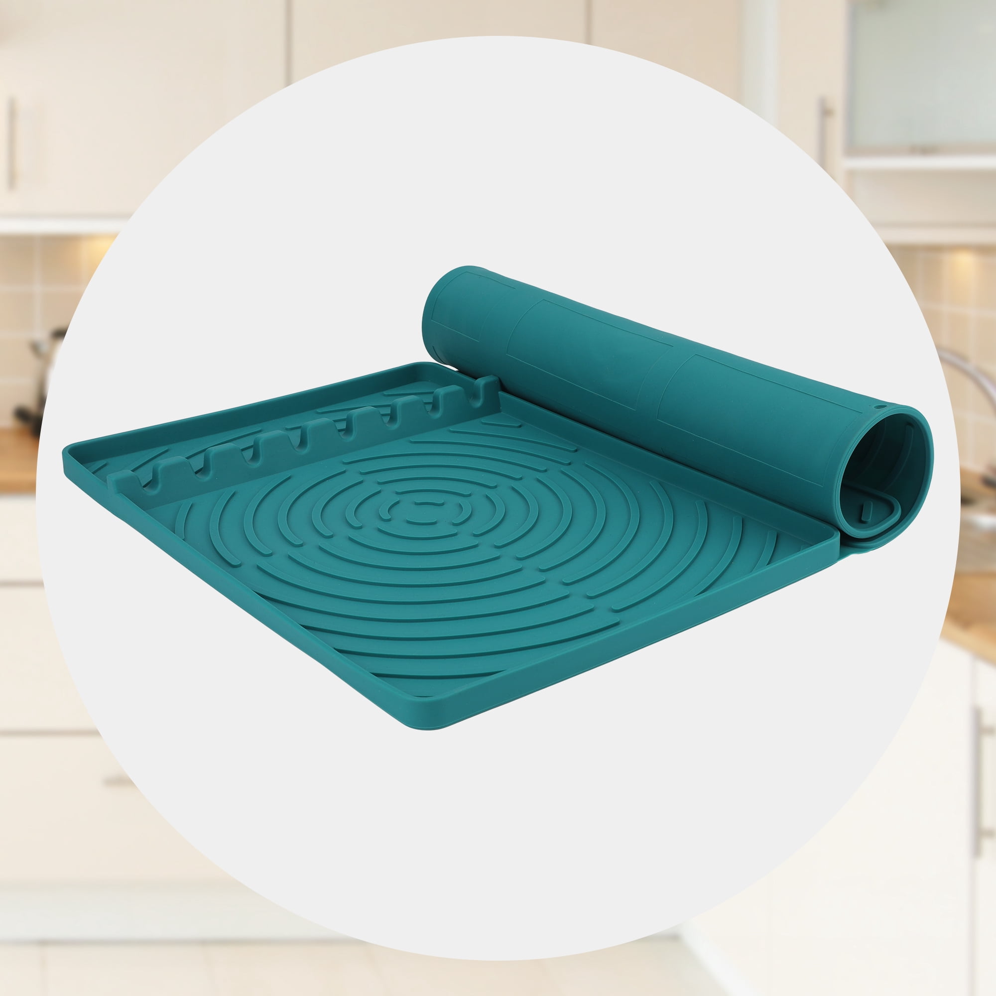 Unique Bargains Dish Drying Mat Fits Under Dish Rack for Kitchen Counter Green