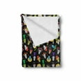 thumbnail image 2 of Sugar Skull Soft Flannel Fleece Blanket, Funny Cheerful Mexican Skulls with Different Hats Flowers and Stars, Cozy Plush for Indoor and Outdoor Use, 50" x 70", Black and Multicolor, by Ambesonne, 2 of 6