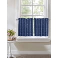 thumbnail image 3 of Half Window Curtain 36 Inches Long, Navy Blue Striped Window Treatment Curtain Drapes, Modern Abstract Art Geometric Stripes Small Tier Curtains for Bathroom Over Sink, 27.5"x36", 2 Panels, 3 of 7