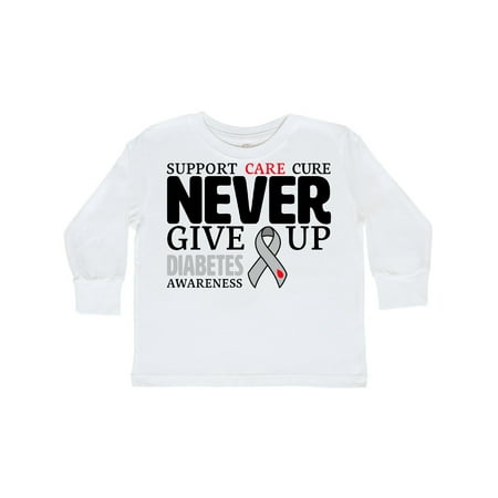 

Inktastic Support Care Cure- Never Give Up- Diabetes Awareness Gift Toddler Boy or Toddler Girl Long Sleeve T-Shirt