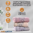thumbnail image 2 of Pack de 3 Toallas de Medio Baño Melocotton Hogar 140x70cm Extra Suave y Absorbente Mod. STY-26, 2 of 3
