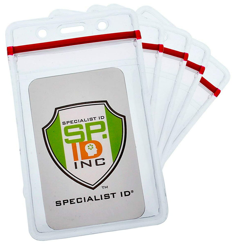 Bulk 100 Pack Heavy Duty Vertical Resealable Vinyl Badge Holders for