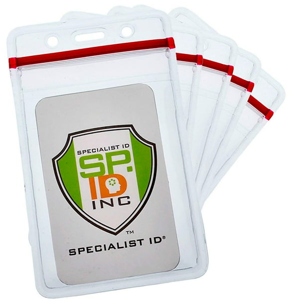 Bulk 100 Pack Heavy Duty Vertical Resealable Vinyl Badge Holders for