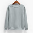 thumbnail image 2 of Qetyuw Basic Long Sleeve Short Shirts for Women Comfy Round Neck Sweatshirts Loose Fit Versatile Tops Athletic Work Daily Shirts, 2 of 6