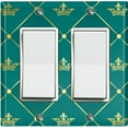 thumbnail image 1 of Metal Light Switch Plate Cover Elegant Yellow Tufted Crown Emerald Damask DAM100, 1 of 13
