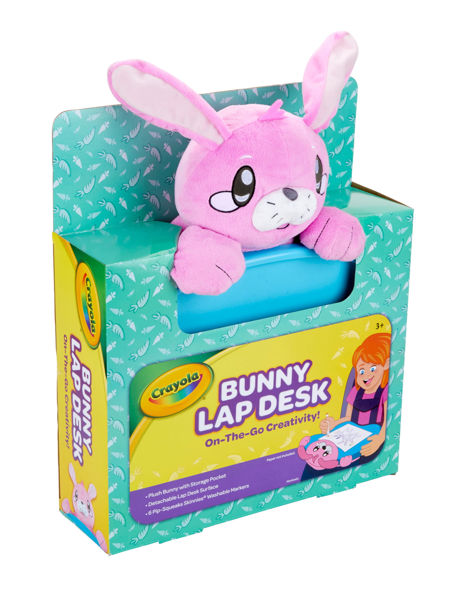 Crayola Bunny Plush Travel Lap Desk With Markers Ages 4