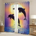 thumbnail image 2 of Erosebridal Couple Dolphin Curtains Pack of 2 (38x45), Romantic Sunset Curtains for Living Room, Ocean Animal 30%-50% Black Out Curtains, Window Drapes Room Decoration, 2 of 6