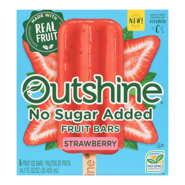 OUTSHINE No Sugar Added Strawberry Fruit Ice Bars 6 ct Box Walmart