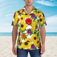 thumbnail image 2 of Logiee Tiger Swallowtail On Flowers Print Mens Hawaiian Shirts,Loose-Fit Short Sleeve Button Down Tropical Aloha Beach Shirt,Summer Vacation Wedding Tops,3X-Large, 2 of 7