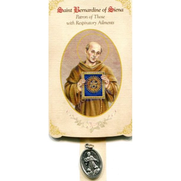 6pc Patron Saints of Healing St. Bernardine of Siena (Respiratory Ailments) Healing Holy Card