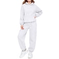 thumbnail image 3 of YUANxueke Kids 2-Piece Winter Sweatsuits Boys Girls Hoodie Sweatshirt with Kangaroo Pocket & Tapered Pants,White,Sizes 2-14, 3 of 8