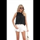 thumbnail image 3 of Camiseta Sin Mangas con Cuello con Volantes para Mujer, Color Negro, Talla L, 3 of 10