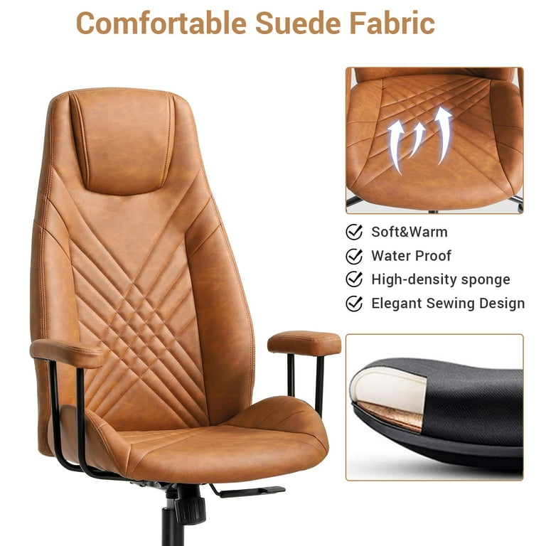 Ergonomic Leather Office Chair High Back Home Office Chair Mid