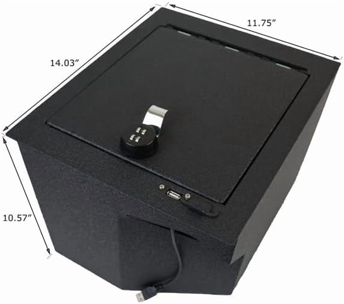 Black Horse Center Console Safe Security Lock Box, Black Gun Box Organizer, with 4 Digit Combination Resettable Lock Compatible with 2014-2021 Toyota Tundra-ASTT01