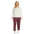 Terra & Sky Women's Plus Size Pull On Waffle Knit Cargo Pants, 27