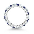 thumbnail image 3 of Gem Stone King 925 Sterling Silver Blue and White Created Sapphire Eternity Wedding Band Ring for Women (2.20 Cttw, Size 8), 3 of 6