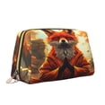 thumbnail image 2 of Easygdp Maple Leaf Meditating Fox Leather Makeup Bag Zipper Pouch Travel Cosmetic Organizer for Women and Girls, Make up Bag with Zipper, 2 of 8