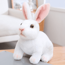 2026 Realistic Rabbit Plush Animal -9.45'' Rabbit Plush Toy, Easter Valentine's Day Companion Birthday Toy Gift (White)