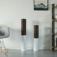 thumbnail image 2 of Modern Tall Decorative White and Brown Ripped Cylinder Floor Vase, 2 of 7