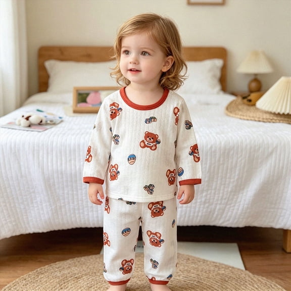 Toddler & Kids Pajama Sets With Bamboo Viscose, Snug Fit Pjs For Girls, All-Season Comfort Sleepwear,6-12 Months 12-24 Months 2t 3t 4t 5t 6t 7t 8t 9t Children(Red,3-6 Months)