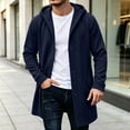 thumbnail image 2 of HBYJLZYG Men's Long Hooded Coat, Snap Button Fleece Lined Overcoat with Pockets, Casual Solid Color Outerwear for Fall Winter Daily Wear, 2 of 6