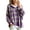 Purple, variant on Womens Hoodie Casual Hooded Sweater Plaid Drawstring Sweatshirt Boho Long Sleeve Pullover Knit Loose Fit Top Beige L