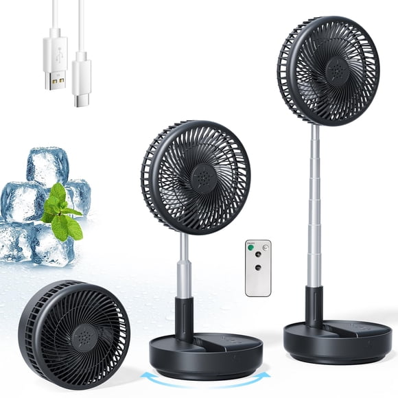 Ventilador portátil Primelove, 8 pulgadas, USB C, recargable, control remoto de 4 velocidades