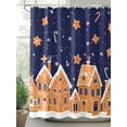 thumbnail image 2 of Fsddascl Christmas Navy Blue Shower Curtain Set - Small 36" x 72" Washable Bathtub Curtain with 12 Hooks, Winter House Star Candy Snowflake Waterproof Fabric Stall Shower Curtains for Bathroom, 2 of 6