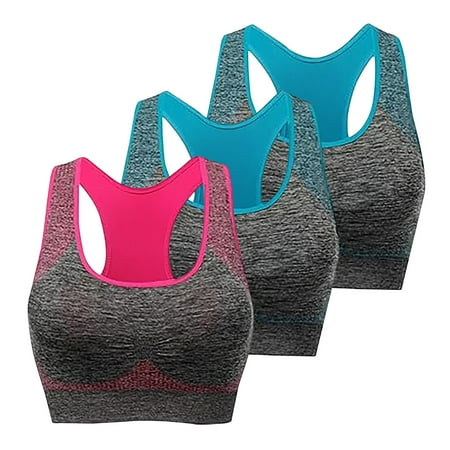 ATOYSOY 3 Pack Sports Bra Everyday Bra Racerback Yoga Activewear Breathable Push Up Bralette Workout Underwear Comfort Bra Teens Clearance Wireless Seamless Tank Tops Hot Pink S