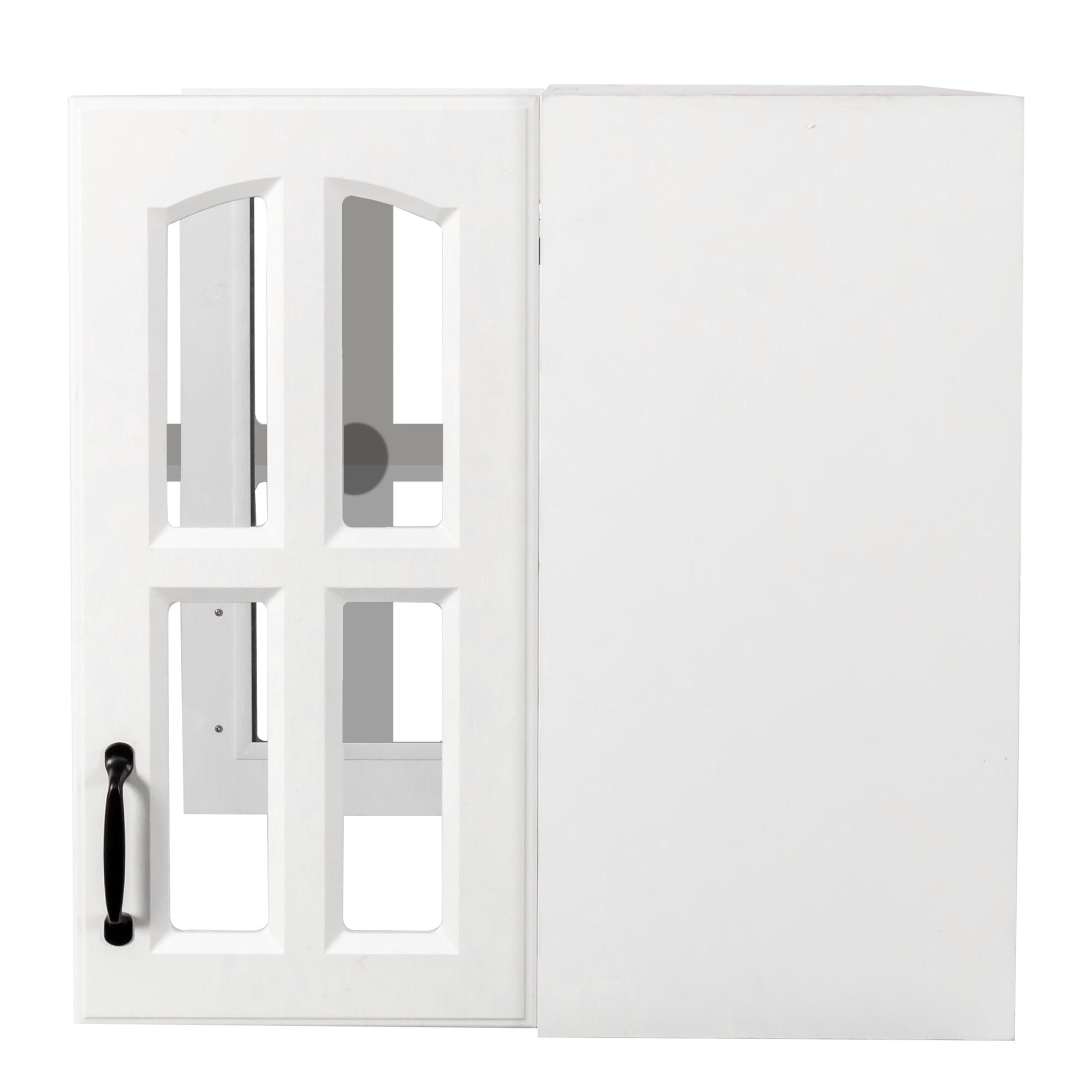 Noble House Classic Glass Door Wall Display Cabinet, Modern Floating Storage Cabinet for Kitchen & Bathroom, White