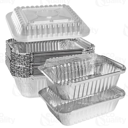 EcoQuality 1.5 lb Aluminum Foil Pans with Dome Lids, Oblong, Deep, Disposable, Food Containers ( 1000 Count)
