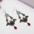 thumbnail image 3 of Pendientes de punk con pentagrama rojo Yashi colgante de murciélago vampiro, 3 of 5