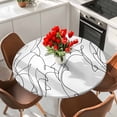 thumbnail image 2 of White Black Striped Shark Round Tablecloth 45-54 Inch Round Fitted Table Cloth with Elastic Edge, Modern Abstract Art Stripes Waterproof Table Cover Protector for Outdoor Picnic Party Dining, 2 of 9