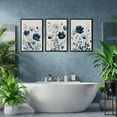 thumbnail image 3 of Hieng Navy Blue Wall Art Canvas Abstract Floral Painting Blue and Gray Posters Watercolor Flower Decor Wildflower Pictures Botanical Prints for Living Room Bedroom Bathroom 3 Pcs, 3 of 6