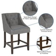 thumbnail image 5 of Flash Furniture Carmel Series 24" High Transitional Tufted Walnut Counter Height Stool with Accent Nail Trim in Dark Gray Fabric, 5 of 12