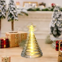HomeKingdee Glass Christmas Tree, Lighted Glass Tabletop Lights,Christmas Night Light for Holiday, Home Decor