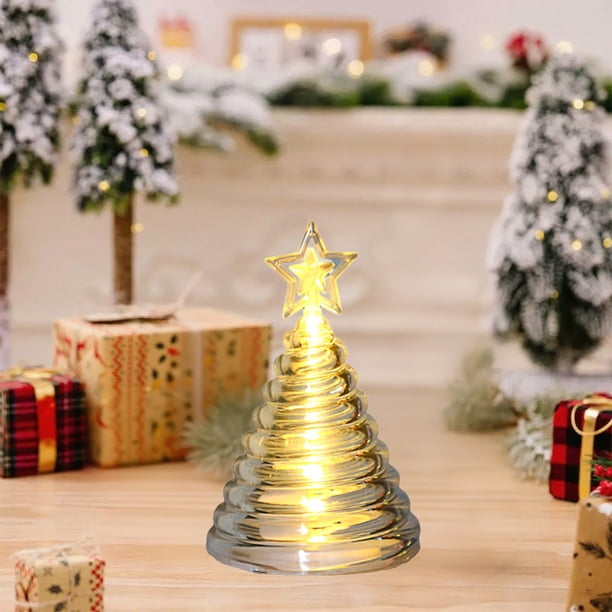 LED Christmas Tree Candle Ornament with Timer, Flameless Electronic Candle Light for Holiday Decor, Home Tabletop Fireplace Mantel Party Wedding Festival Celebration Decoration, Warm White Lights