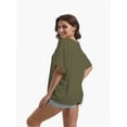 thumbnail image 4 of Women's Oversized Short Sleeve T-Shirt - Loose Fit Crewneck Basic Tee, Casual Summer Top with Rolled Sleeves, 4 of 4